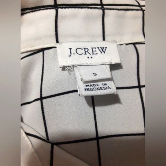 J Crew Women's Long Sleeve Button Shirt Black White Down & Across Lines Size S - Picture 6 of 7